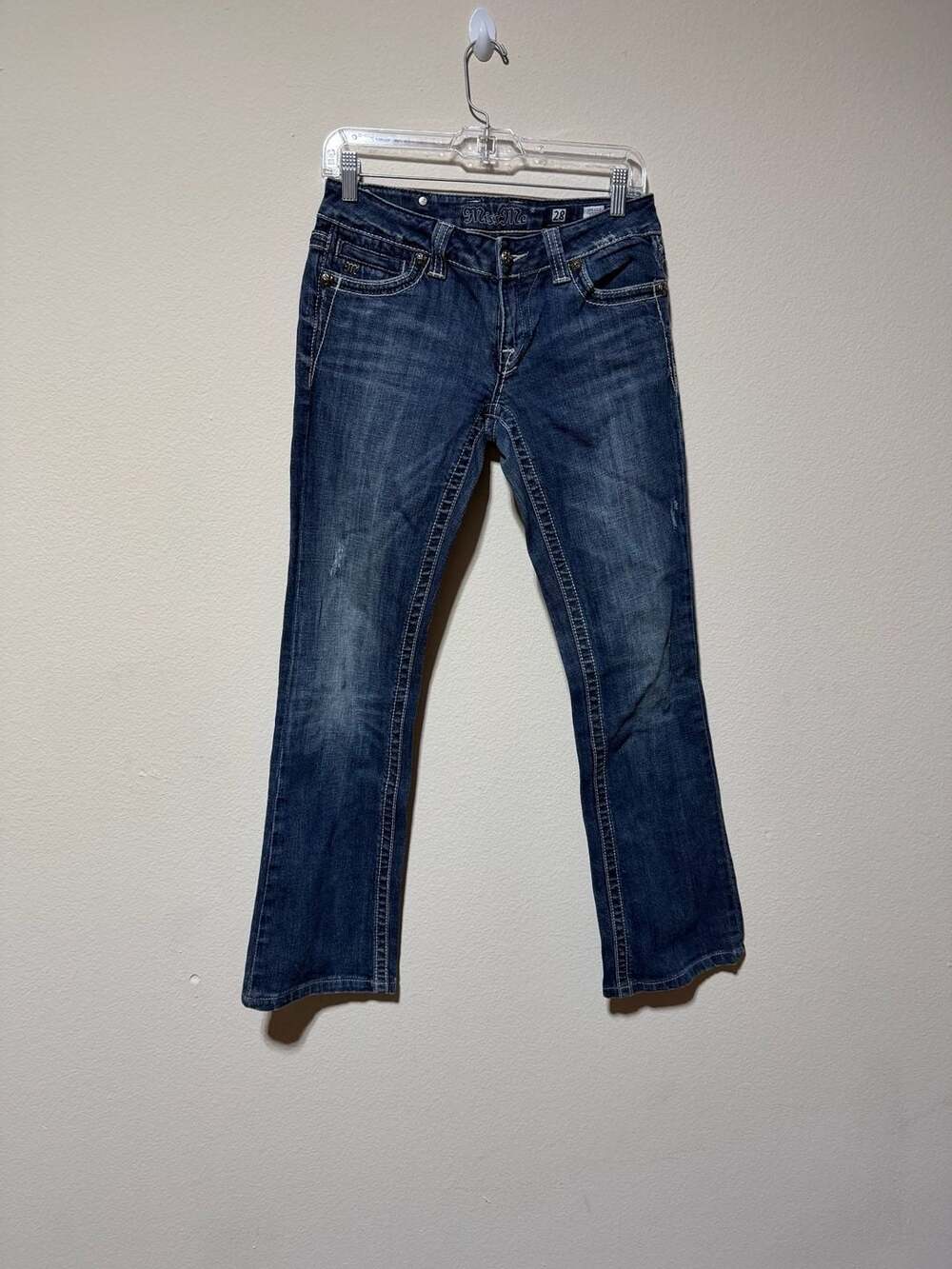 Miss Me JP5010 Fleur De Lis Embellished Rhinestone Bootcut Jeans Size 28